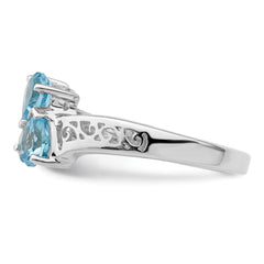 Sterling Silver Rhodium Light Swiss Blue Topaz Heart Ring - 2