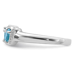 Sterling Silver Rhodium Light Swiss Blue Topaz & Diamond Ring - 2