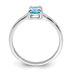 Sterling Silver Rhodium Light Swiss Blue Topaz Ring - 2