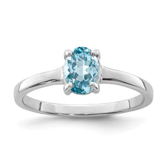 Sterling Silver Rhodium Light Swiss Blue Topaz Ring - 2