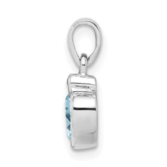 Sterling Silver Rhodium Light Swiss Blue Topaz Diamond Pendant - 2