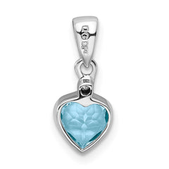 Sterling Silver Rhodium Light Swiss Blue Topaz Diamond Pendant - 2