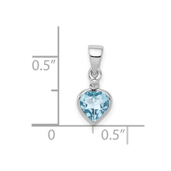 Sterling Silver Rhodium Light Swiss Blue Topaz Diamond Pendant - 2