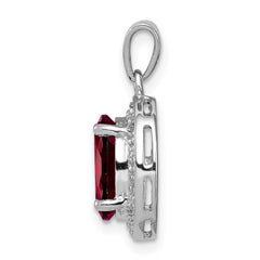 Sterling Silver Rhodium Garnet & Diamond Pendant - 7