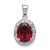 Sterling Silver Rhodium Garnet & Diamond Pendant - 7