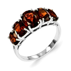 Sterling Silver Rhodium Garnet Ring - 2