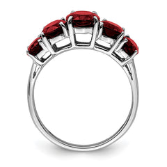 Sterling Silver Rhodium Garnet Ring - 2