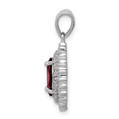 Sterling Silver Rhodium Garnet & Diamond Pendant - 5