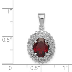 Sterling Silver Rhodium Garnet & Diamond Pendant - 5