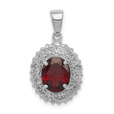 Sterling Silver Rhodium Garnet & Diamond Pendant - 5
