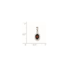 Sterling Silver Rhodium Garnet & Diamond Pendant - 2