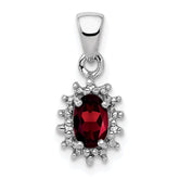 Sterling Silver Rhodium Garnet & Diamond Pendant - 2