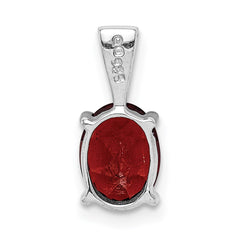 Sterling Silver Rhodium Garnet Pendant - 2