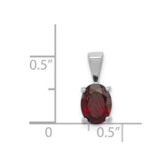 Sterling Silver Rhodium Garnet Pendant - 2