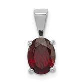 Sterling Silver Rhodium Garnet Pendant - 2