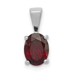 Sterling Silver Rhodium Garnet Pendant - 2