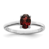 Sterling Silver Rhodium Garnet Ring - 8