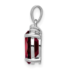 Sterling Silver Rhodium Garnet & Diamond Pendant - 3