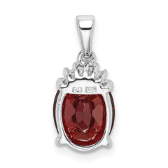 Sterling Silver Rhodium Garnet & Diamond Pendant - 3