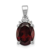 Sterling Silver Rhodium Garnet & Diamond Pendant - 3