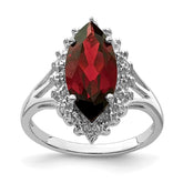 Sterling Silver Rhodium Garnet Diamond Ring - 2