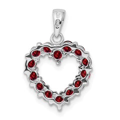 Sterling Silver Rhodium Garnet Pendant - 3