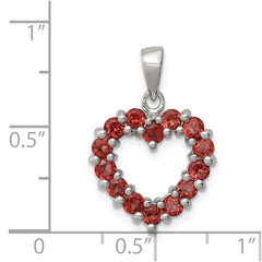 Sterling Silver Rhodium Garnet Pendant - 3