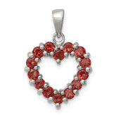 Sterling Silver Rhodium Garnet Pendant - 3