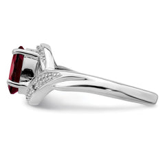 Sterling Silver Rhodium-plated Garnet & Diamond Ring - 13