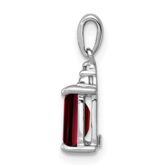 Sterling Silver Rhodium Garnet & Diamond Pendant - 4