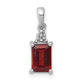 Sterling Silver Rhodium Garnet & Diamond Pendant - 4