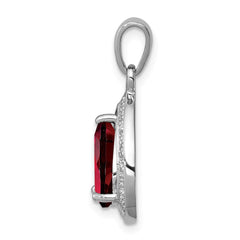 Sterling Silver Rhodium Garnet & Diamond Pendant - 6
