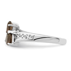Sterling Silver Rhodium Smoky Quartz Heart Ring - 3