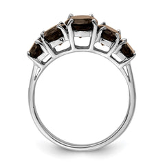 Sterling Silver Rhodium Smoky Quartz Ring - 19
