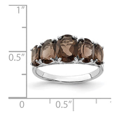 Sterling Silver Rhodium Smoky Quartz Ring - 19