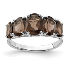 Sterling Silver Rhodium Smoky Quartz Ring - 11