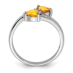 Sterling Silver Rhodium Citrine & Diamond Heart Ring - 2