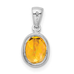 Sterling Silver Rhodium Citrine Pendant - 2