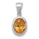 Sterling Silver Rhodium Citrine Pendant - 2