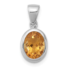 Sterling Silver Rhodium Citrine Pendant - 2