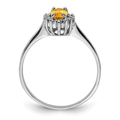 Sterling Silver Rhodium Citrine Diamond Ring - 2