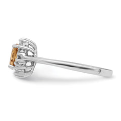 Sterling Silver Rhodium Citrine Diamond Ring - 2