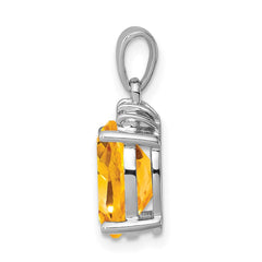 Sterling Silver Rhodium Citrine & Diamond Pendant - 3