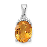 Sterling Silver Rhodium Citrine & Diamond Pendant - 3