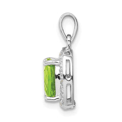 Sterling Silver Rhodium Plated Peridot and Diamond Pendant - 3