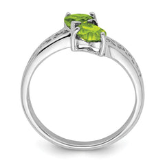 Sterling Silver Rhodium Peridot Heart Ring - 2