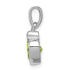 Sterling Silver Rhodium Plated Peridot and Diamond Pendant - 5