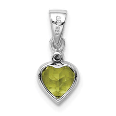 Sterling Silver Rhodium Plated Peridot and Diamond Pendant - 5