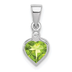 Sterling Silver Rhodium Plated Peridot and Diamond Pendant - 5