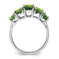 Sterling Silver Rhodium Peridot Ring - 13